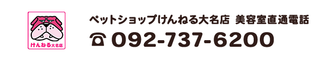 ペットショップけんねる大名店 美容室直通電話 092-737-6200